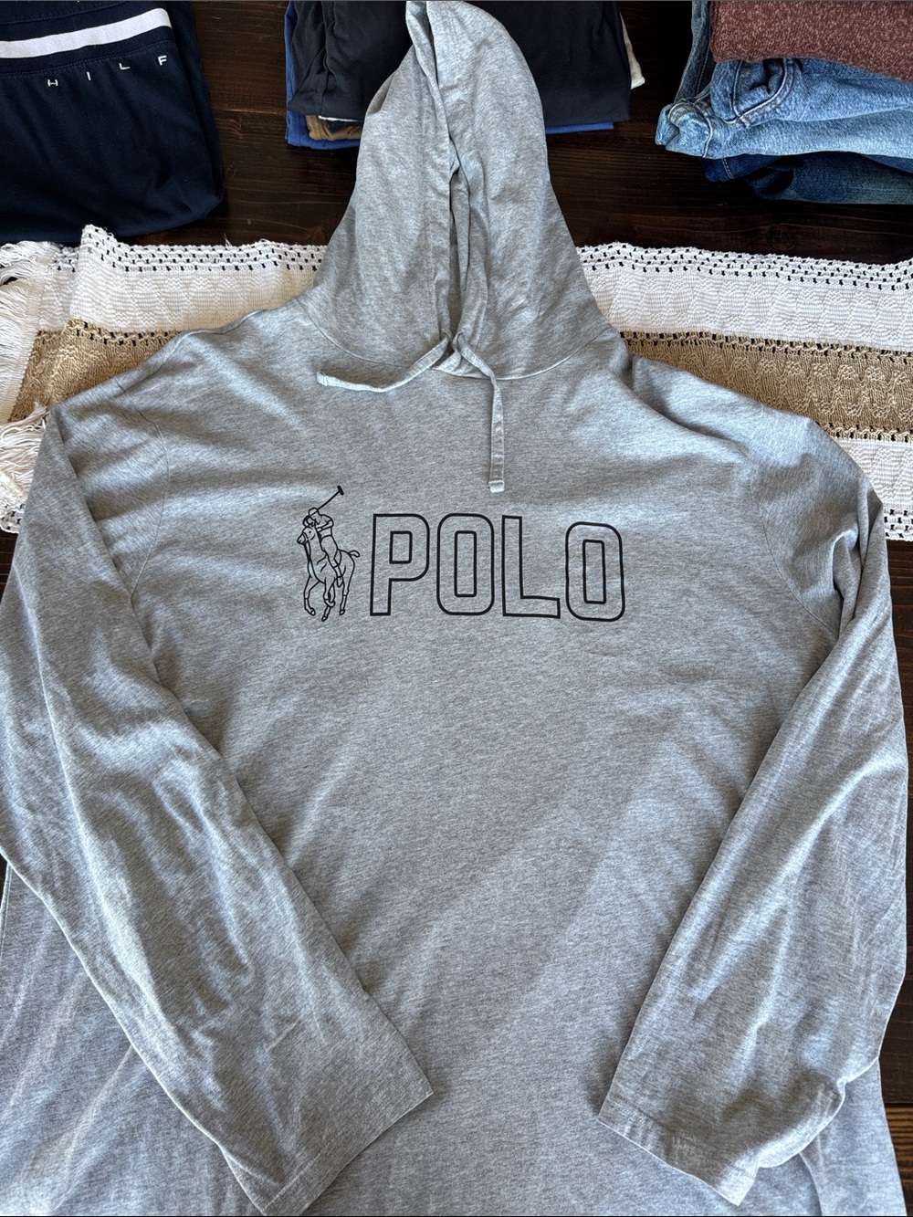 Polo by Ralph Lauren Heather Gray Logo Hooded Long Sleeve